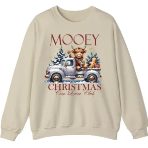Mooey Christmas Highland Cow Truck Sweatshirt