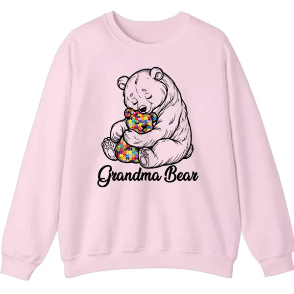 5.2 Autism Grandma Bear Sweatshirt, Puzzle Piece Teddy Bear Hug Support Gift