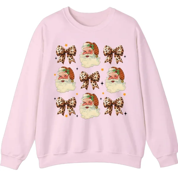 5.2 Leopard Print Bows & Santa Christmas Sweatshirt