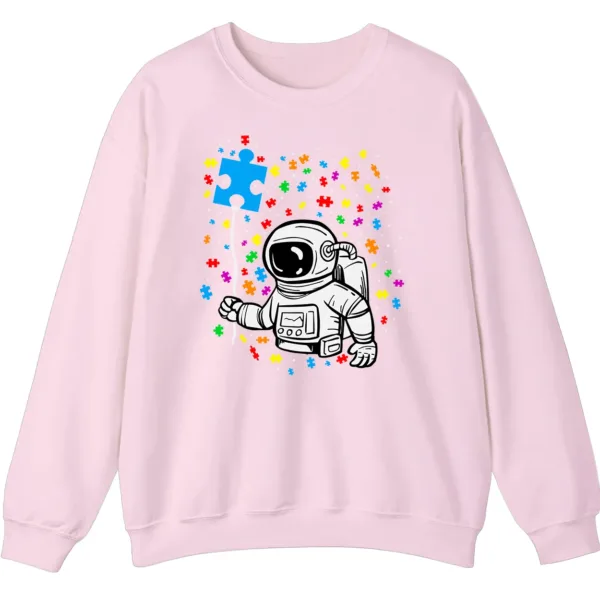 Astronaut Puzzle Piece Balloon Autism Awareness Sweatshirt, Spaceman Crewneck