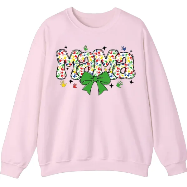 Proud Autism Mama Handprint Sweatshirt, Colorful Handprint Letters Crewneck