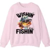 Wishin' I Was Fishin' Crewneck Sweatshirt - Funny Fishing Gift