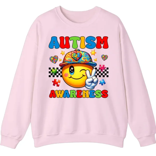 Autism Awareness Smiley Face Sweatshirt, Cute Happy Face Neurodiversity Crewneck