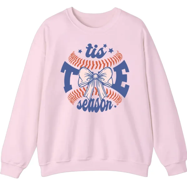 Baseball Christmas Crewneck Sweatshirt - 'Tis The Season Bow Graphic
