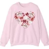 Baseball Heart Sweatshirt, Sports Lover Gift, Cute Game Day Bows Crewneck, Women's Softball Mom Pullover