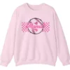 Mama Pink Glitter Softball Sweatshirt, Checkered Game Day Crewneck, Baseball Mom Pullover, Cute Sports Mom Gift