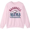 Distressed Baseball Mama Sweatshirt, Retro Game Day Crewneck, Checkered Softball Mom Pullover