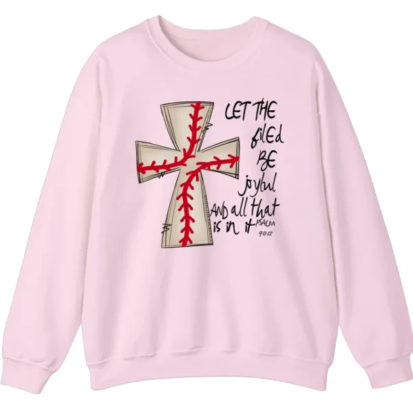 5.2 Baseball Cross Psalm 96:12 Sweatshirt, Christian Game Day Crewneck, Religious Sports Pullover, Faith and Baseball Fan Gift