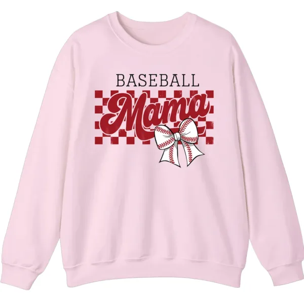 Distressed Checkered Baseball Mama Sweatshirt, Bow Pullover, Vintage Game Day Sports Mom Crewneck