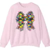 5.2 "I Would Not Change You For The World" Autism Mom Sweatshirt, Puzzle Piece Bow Support Gift