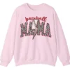 Baseball Mama Lightning Bolt Sweatshirt, Checkered Game Day Crewneck, Distressed Sports Mom Pullover, Red Glitter Leopard Print Gift
