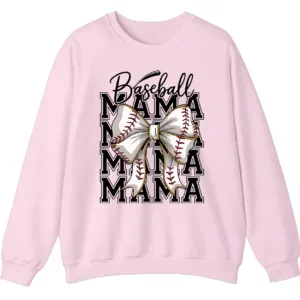 5.2 Baseball Mama Stacked Text Sweatshirt, Sports Bow Crewneck, Game Day Mom Pullover, Mother's Day Gift for Softball Parent