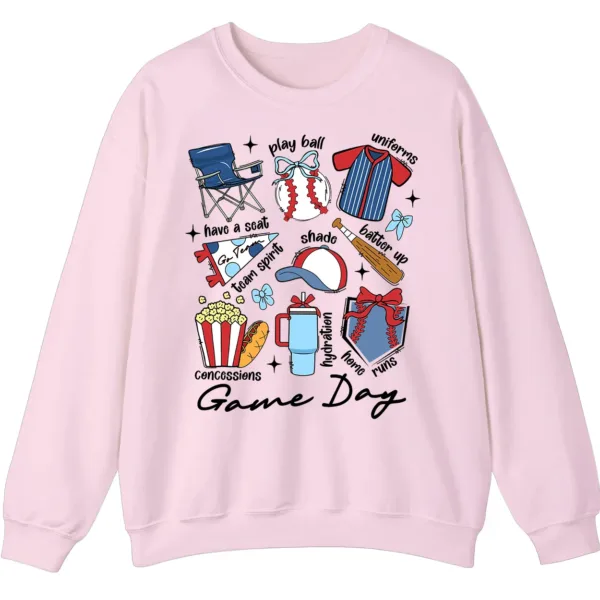 Game Day Essentials Baseball Collage Sweatshirt, Team Spirit Sports Uniform Crewneck, Popcorn Hot Dog Hydration Pullover