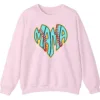 Baseball Heart Mama Sweatshirt, Blue Yellow Retro Game Day Pullover, Cute Sports Mom Crewneck