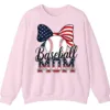 Baseball Mom Sweatshirt, Game Day Sports Mom Pullover, American Flag Bow Crewneck