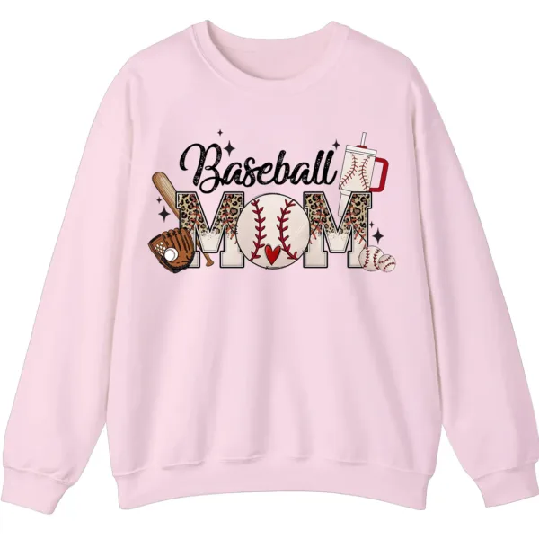 Baseball Mom Sweatshirt, Game Day Sports Mom Pullover, Leopard Pattern Crewneck