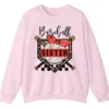 Baseball Sister Leopard Print Checkered Sweatshirt, Red Bow Game Day Sibling Pullover, Cute Softball Fan Gift