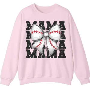 Baseball Bow Mama Repeat Graphic Crewneck Sweatshirt
