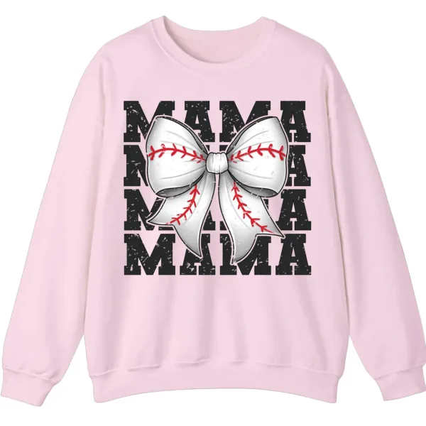 Baseball Bow Mama Repeat Graphic Crewneck Sweatshirt