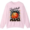 Basketball Mama Checkerboard Bow Crewneck Sweatshirt