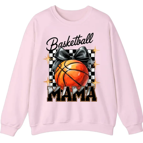 Basketball Mama Checkerboard Bow Crewneck Sweatshirt