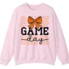Basketball Bow Game Day Graphic Crewneck Sweatshirt