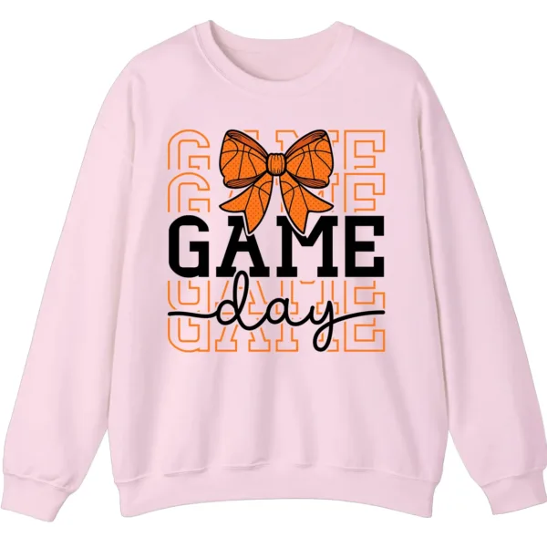 Basketball Bow Game Day Graphic Crewneck Sweatshirt