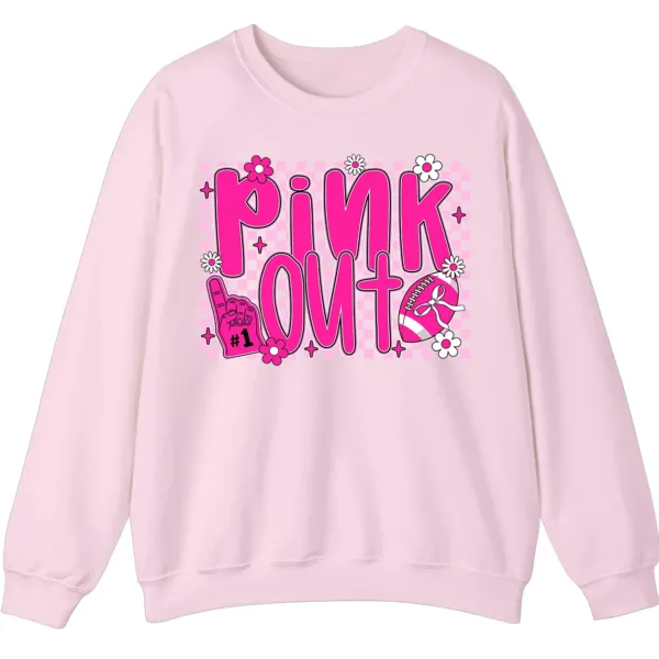 Pink Out Football Breast Cancer Fighter Support Crewneck