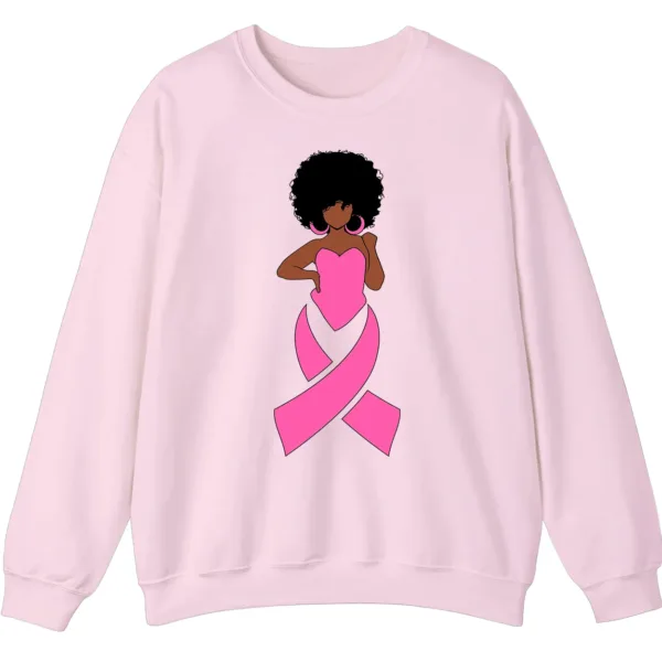 Black Queen Pink Ribbon Breast Cancer Fighter Crewneck Sweatshirt