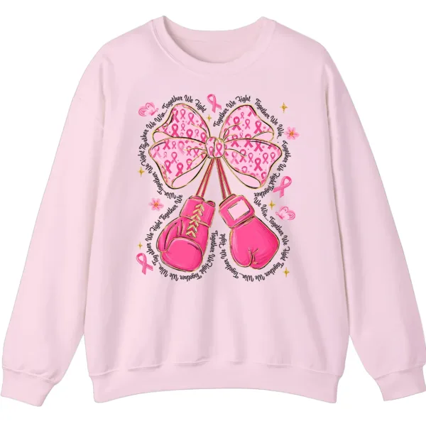 Together We Fight Pink Ribbon Boxing Gloves Crewneck Sweatshirt