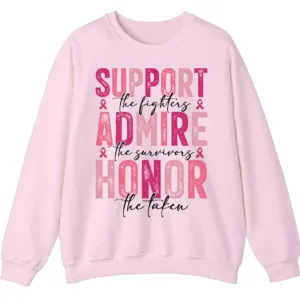 5.2 Breast Cancer Awareness Pink Ribbon Sweatshirt, Support Admire Honor Fighter Survivor Shirt