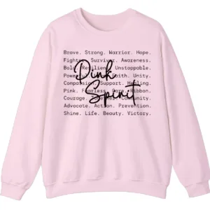 5.2 Pink Spirit Breast Cancer Awareness Sweatshirt, Warrior Hope Survivor Word Cloud Shirt