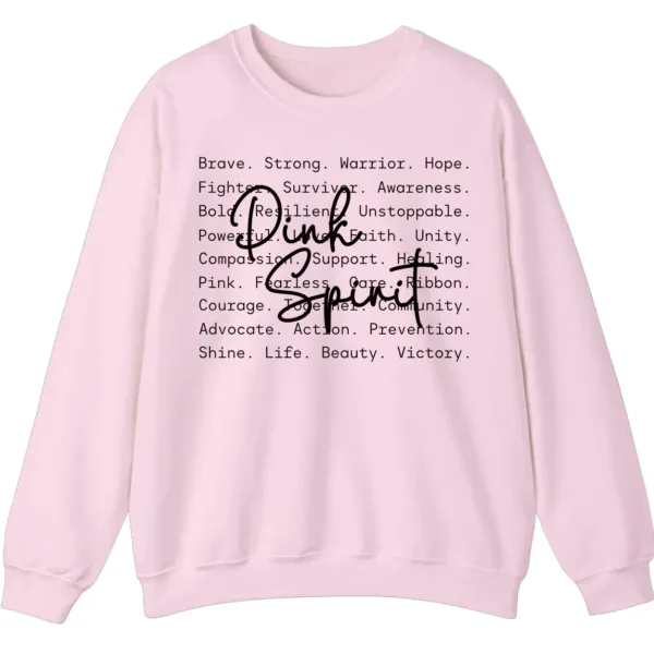 Pink Spirit Breast Cancer Awareness Sweatshirt, Warrior Hope Survivor Word Cloud Shirt