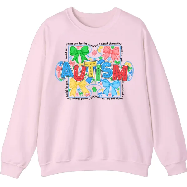 5.2 "I Would Not Change You For The World" Autism Mom Shirt, Colorful Bows Support Gift