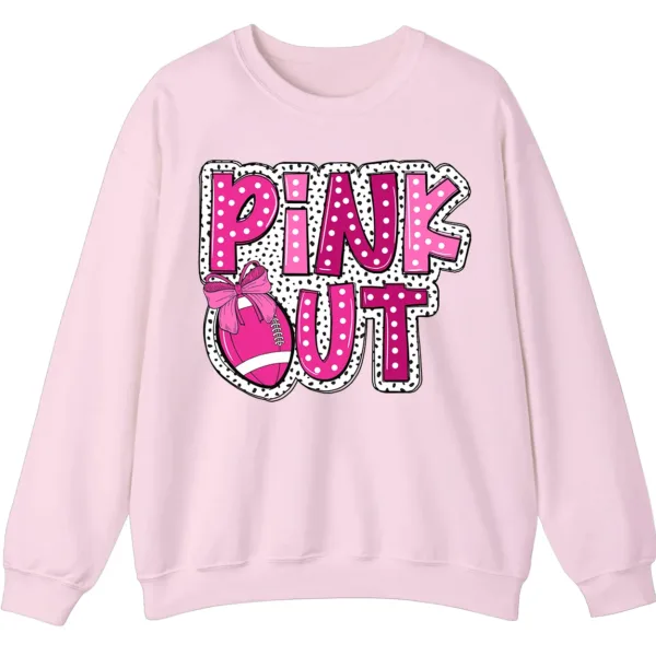 5.2 Pink Out Football Game Day Sweatshirt, Breast Cancer Awareness Cheerleading Pink Football Crewneck