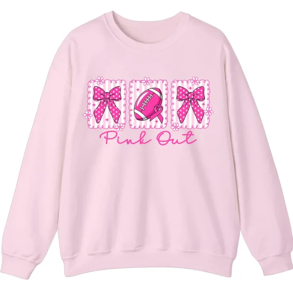 5.2 Pink Out Football Game Day Sweatshirt, Breast Cancer Awareness Cheerleading Pink Football Crewneck