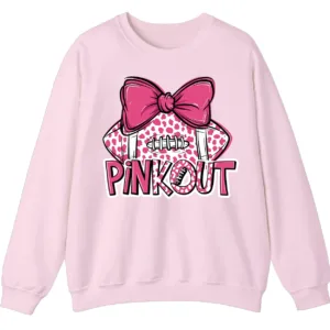 5.2 Pink Out Football Game Day Sweatshirt, Breast Cancer Awareness Cheerleading Pink Football Crewneck
