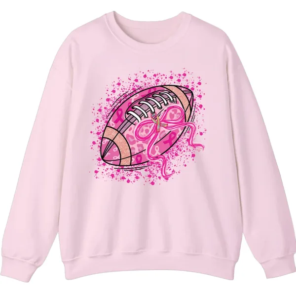 5.2 Pink Out Football Game Day Sweatshirt, Breast Cancer Awareness Cheerleading Pink Football Crewneck