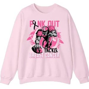 5.2 Pink Out Football Game Day Sweatshirt, Breast Cancer Awareness Cheerleading Pink Football Crewneck