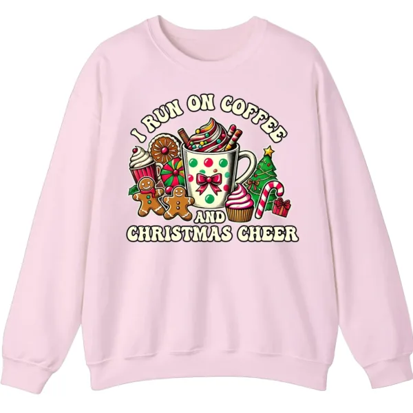 I Run On Coffee & Christmas Cheer Sweatshirt, Funny Holiday Cocoa Mug Cookie Shirt
