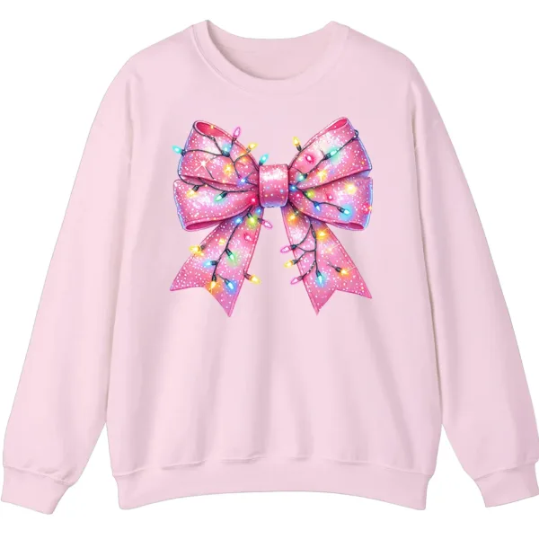 Pink Christmas Lights Bow Sweatshirt