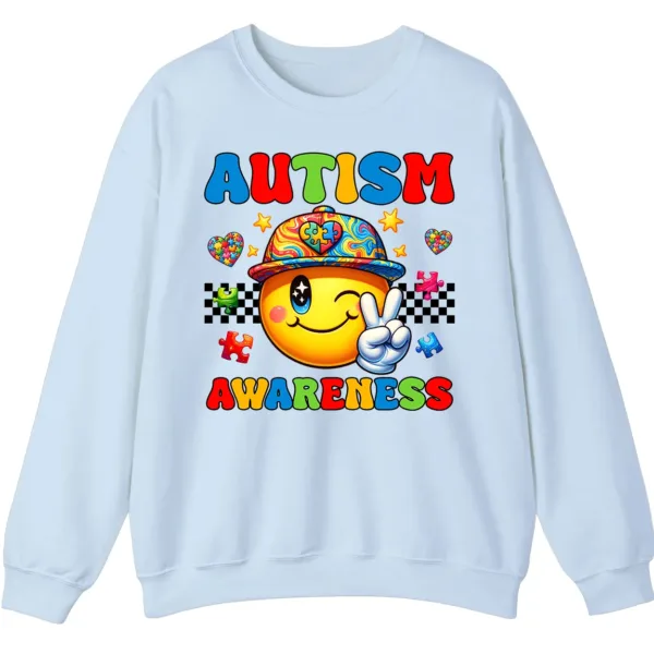 Autism Awareness Smiley Face Sweatshirt, Cute Happy Face Neurodiversity Crewneck
