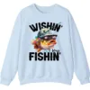 Wishin' I Was Fishin' Crewneck Sweatshirt - Funny Fishing Gift