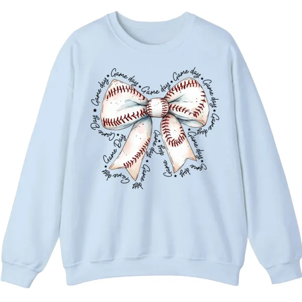Baseball Bow Game Day Sweatshirt, Sports Lover Crewneck, Watercolor Softball Bow Pullover, Cute Game Day Women's Shirt