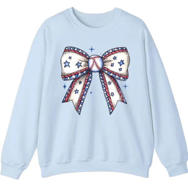 Baseball Bow Sweatshirt, Game Day Crewneck, American Flag Sports Mom Pullover