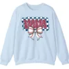 Leopard Print Mama Baseball Bow Sweatshirt, Checkered Game Day Crewneck, Pink Cheetah Softball Mom Pullover