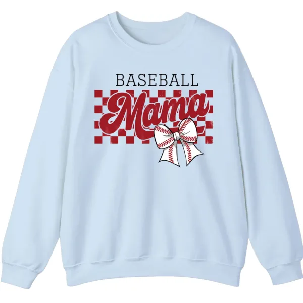 Distressed Checkered Baseball Mama Sweatshirt, Bow Pullover, Vintage Game Day Sports Mom Crewneck