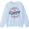 5.3 There's No Crying in Baseball Movie Quote Sweatshirt, Distressed Vintage Game Day Crewneck, Funny Sports Fan Pullover