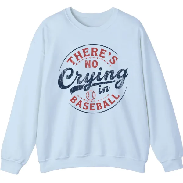 5.3 There's No Crying in Baseball Movie Quote Sweatshirt, Distressed Vintage Game Day Crewneck, Funny Sports Fan Pullover