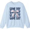 Game Day Baseball Bow Sweatshirt, Softball Star Ribbon Crewneck, Vintage Sports Fan Pullover